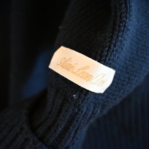 Aime Leon Dore Knit Logo Crewneck Raglan Sweater Navy w/ Olive Branch FW21 - Picture 6 of 7